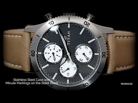 Titan Chronograph Blue Dial Leather Strap watch for Men