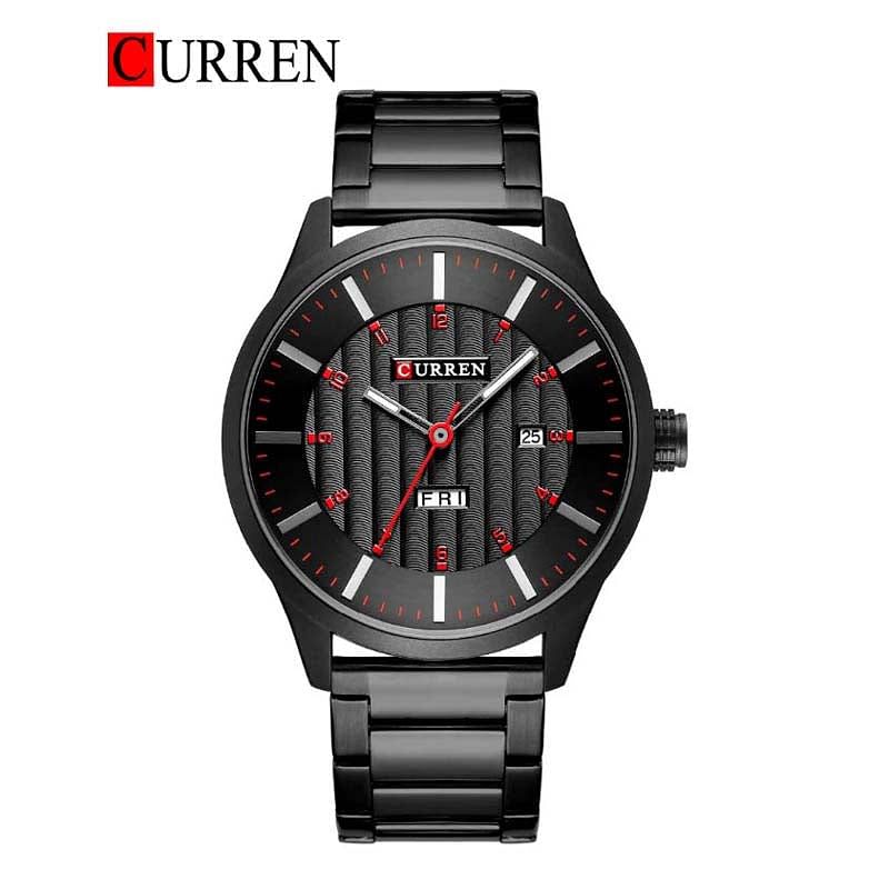 Curren 8316 Original Brand Stainless Steel Band Wrist Watch For Men / All Black