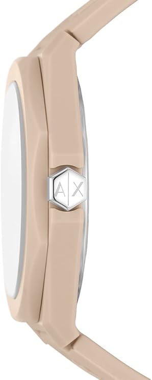 Armani Exchange Women's Analogue Quartz Watch with Silicone Strap AX4603, Beige, strap