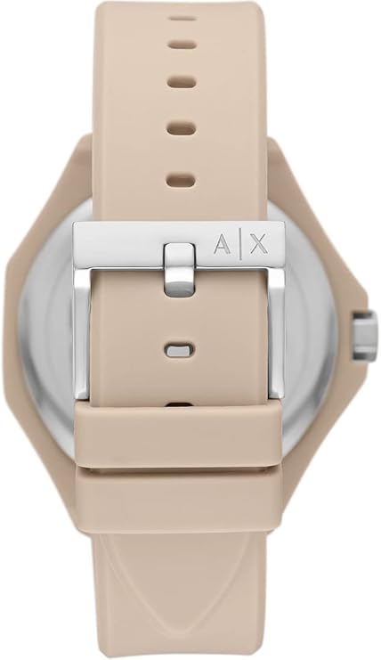 Armani Exchange Women's Analogue Quartz Watch with Silicone Strap AX4603, Beige, strap