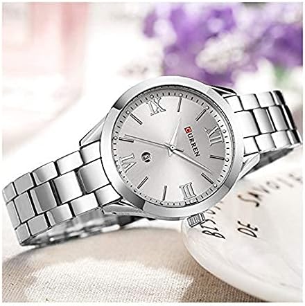 Curren 9007 Quartz Movement Stainless Steel Strap Round Analog With Date Display Silver Watch for Women