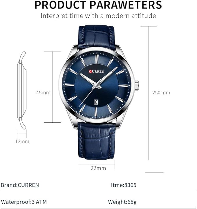 CURREN 8365 Quartz Man Wristwatch Watch for Male with Leather Strap Band Calendar Indicator Date Waterproof Mens Watches Wearable Accessories