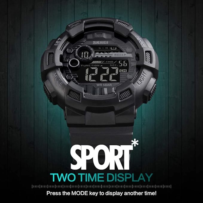 SKMEI Outdoor Sport Watches Alarm Clock 5Bar Waterproof LED Digital Watch