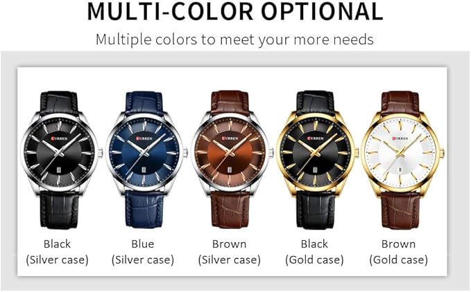 CURREN 8365 Quartz Man Wristwatch Watch for Male with Leather Strap Band Calendar Indicator Date Waterproof Mens Watches Wearable Accessories