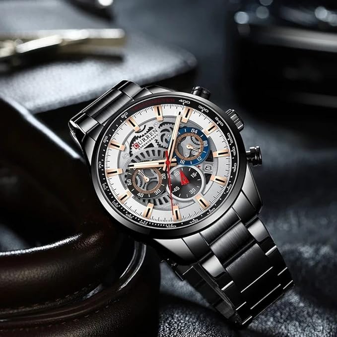 CURREN 8391 Top Luxury Brand Men's Casual Sports Watch Men's Watch, Waterproof Luminous Stainless Steel Men's Wrist Watch