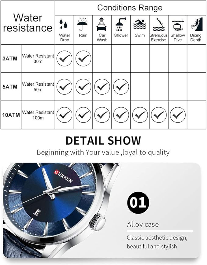 CURREN 8365 Quartz Man Wristwatch Watch for Male with Leather Strap Band Calendar Indicator Date Waterproof Mens Watches Wearable Accessories