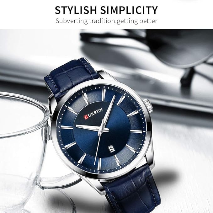 CURREN 8365 Quartz Man Wristwatch Watch for Male with Leather Strap Band Calendar Indicator Date Waterproof Mens Watches Wearable Accessories