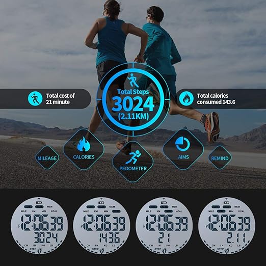 Lixada SKMEI 1469 Analog Digital Watch Man Sport Watch 50M Waterproof Tracker Pedometer Monitor Calories Monitor Smart Bracelet Fashion Alarm Couple Wrist Watch Sport Band