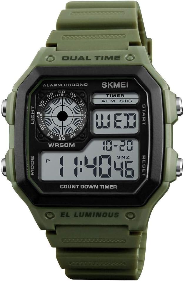 SKMEI 1299 50m Waterproof Men's Digital Sports Watch - Army Green