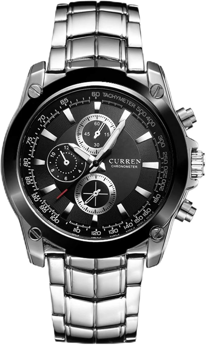 CURREN Men's 8025 Trendy Design Round Case Stainless Steel Strap Wrist Watch