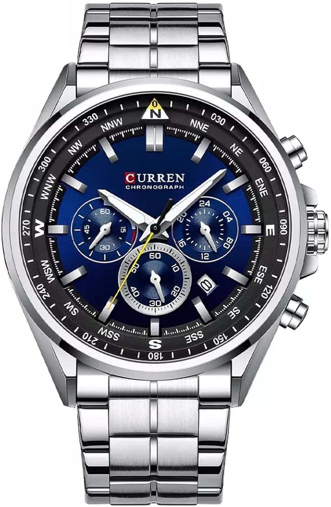 CURREN 8399 Men's Watches Fashion Sporty Wristwatches Male Chronograph Quartz Stainless Steel Clock with Luminous Hands