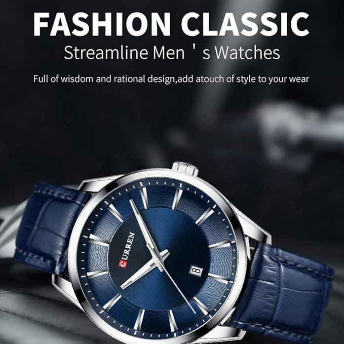 CURREN 8365 Quartz Man Wristwatch Watch for Male with Leather Strap Band Calendar Indicator Date Waterproof Mens Watches Wearable Accessories