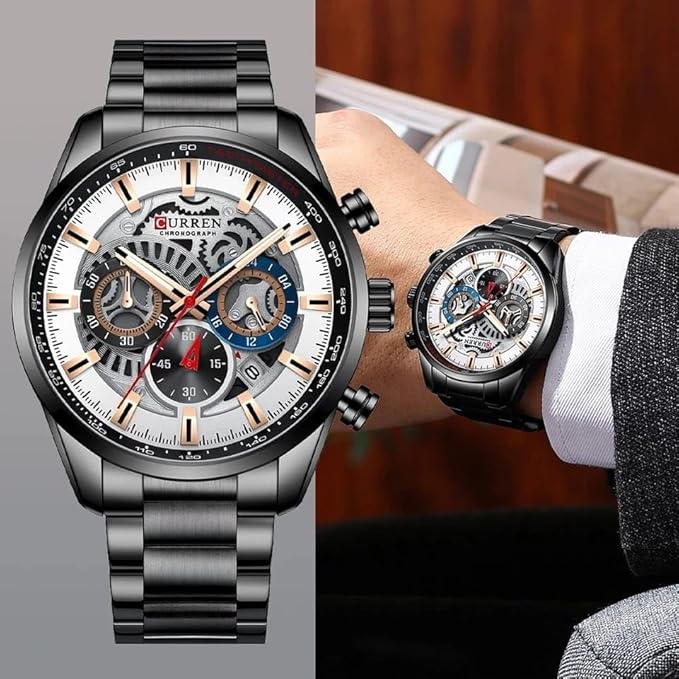 CURREN 8391 Top Luxury Brand Men's Casual Sports Watch Men's Watch, Waterproof Luminous Stainless Steel Men's Wrist Watch