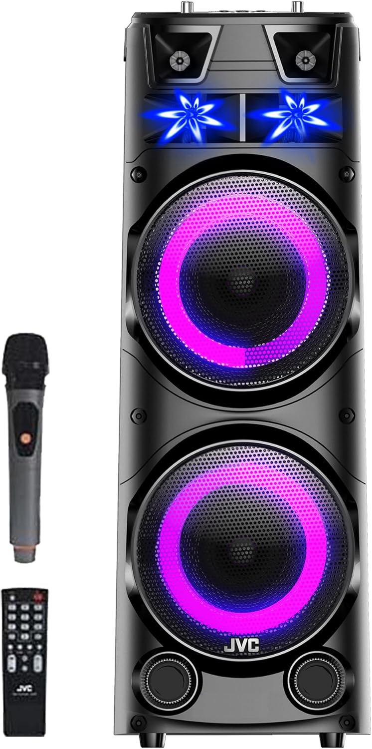 JVC Portable Bluetooth Party speaker with wireless mic and remote control XS-N7222PB Black