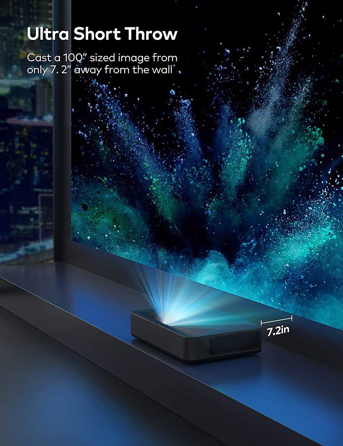 VAVA Laser Smart TV Projector 4K HDR10 Ultra-Short Throw Home Movie Projector 2500 Lumens Built-in Harman Kardon Sound Bar Cinema view - Compatible with Fire TV Stick PS4 3 HDMI AV & USB