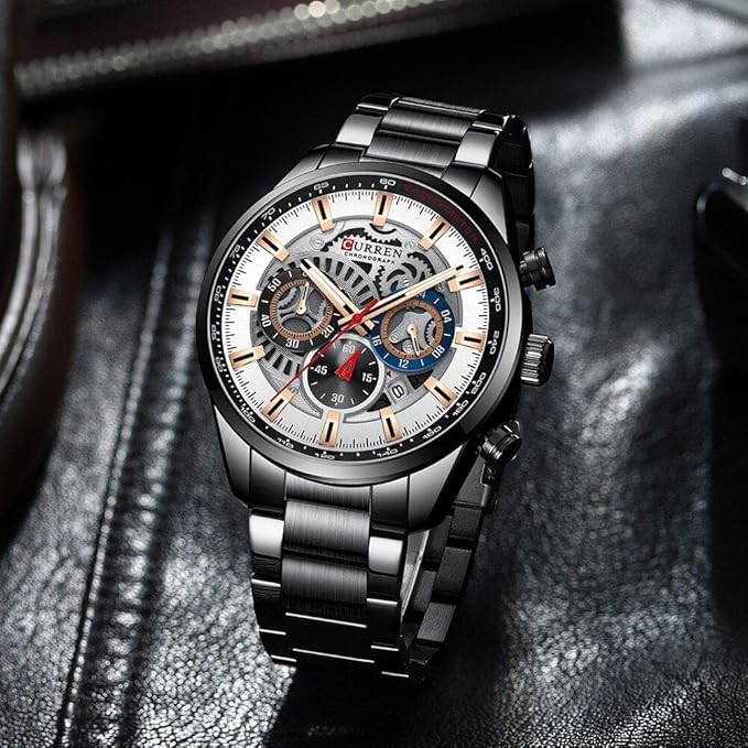 CURREN 8391 Top Luxury Brand Men's Casual Sports Watch Men's Watch, Waterproof Luminous Stainless Steel Men's Wrist Watch