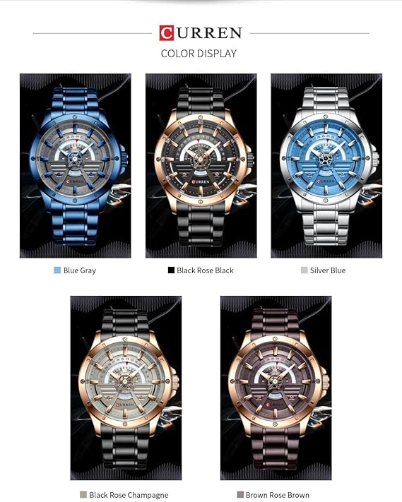 CURREN Original Brand 8381 Stainless Steel Band Wrist Watch For Men With Brand (Box)-8381