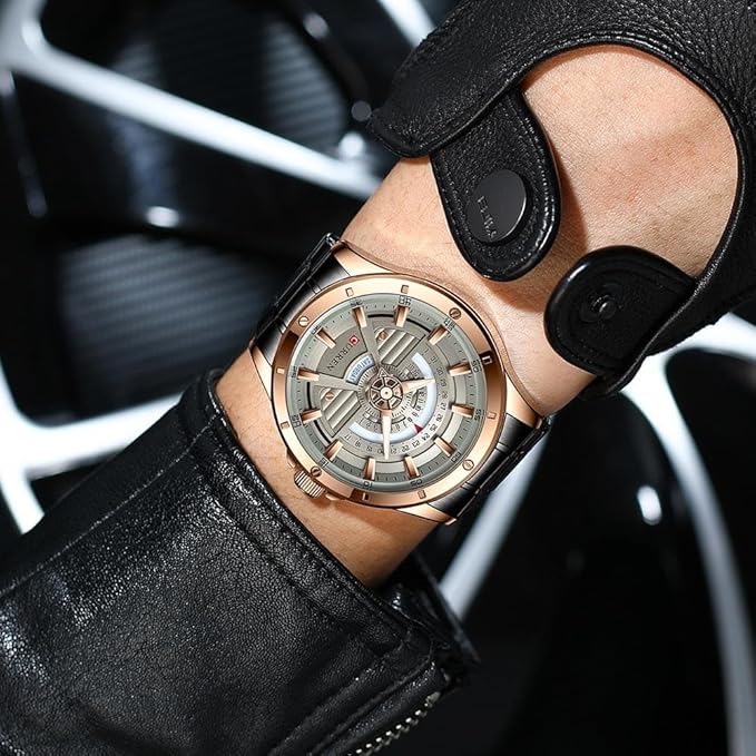 CURREN Original Brand 8381 Stainless Steel Band Wrist Watch For Men With Brand (Box)-8381