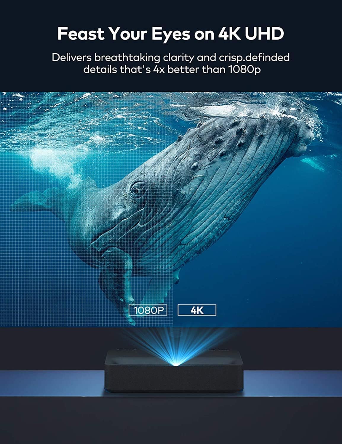 VAVA Laser Smart TV Projector 4K HDR10 Ultra-Short Throw Home Movie Projector 2500 Lumens Built-in Harman Kardon Sound Bar Cinema view - Compatible with Fire TV Stick PS4 3 HDMI AV & USB