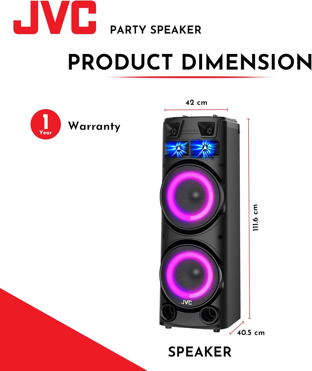 JVC Portable Bluetooth Party speaker with wireless mic and remote control XS-N7222PB Black