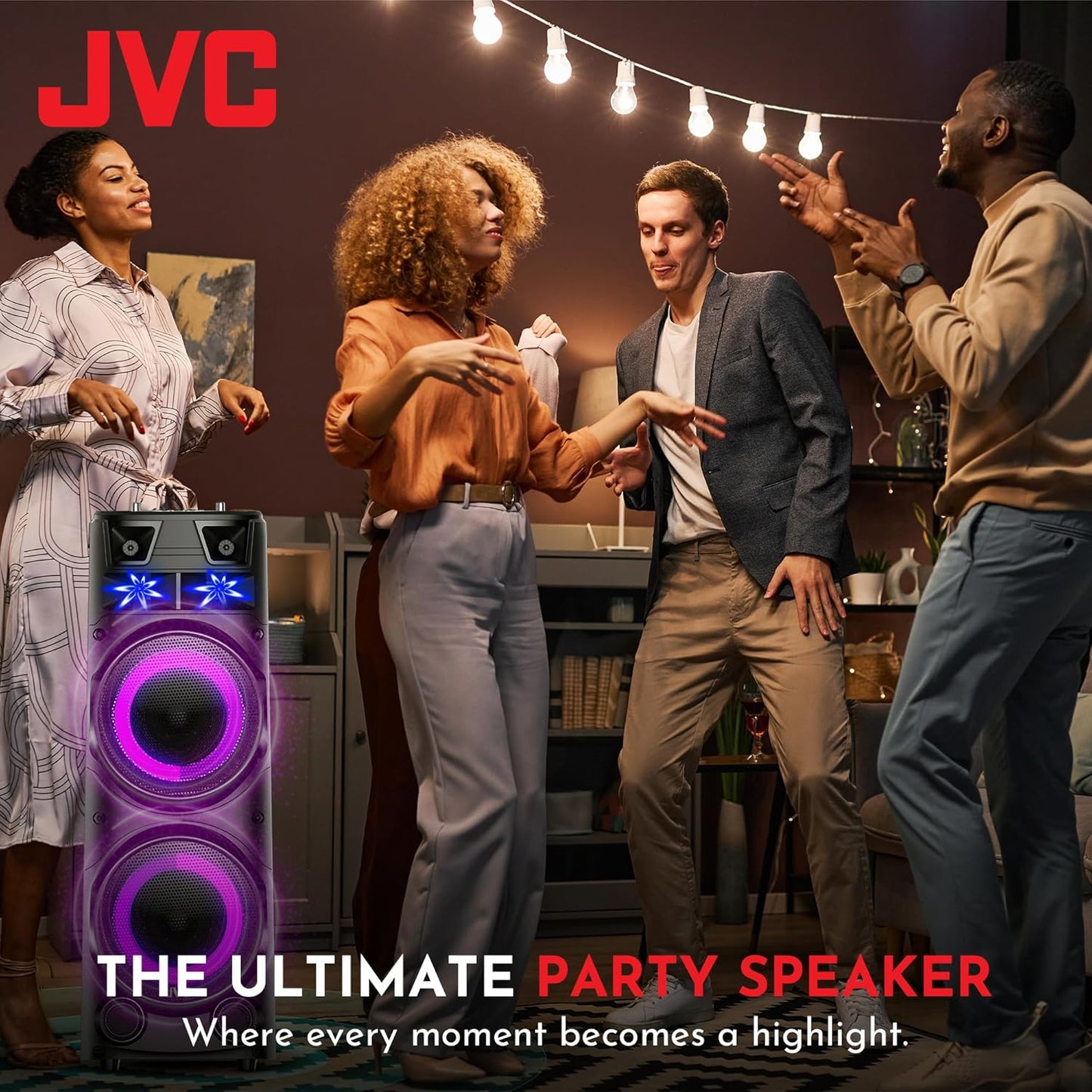 JVC Portable Bluetooth Party speaker with wireless mic and remote control XS-N7222PB Black