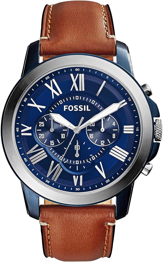 Fossil Grant Blue Dial Leather Strap Men's Watch FS5151