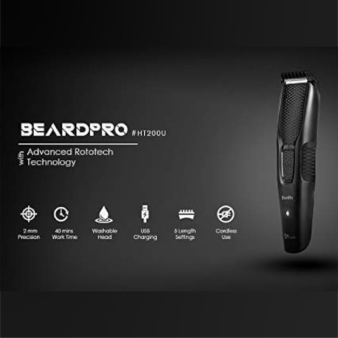SYSKA HT200U Beard Pro Trimmer Runtime: 40 Mins Cordless Use (Black)