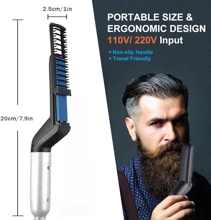 MAKINGTEC Beard Straightener for Men, Hair Straightener Brush, Beard Straightening Comb, Quick Heated Anti Scald Multifunctional Ionic Hair Beard Straightener Comb Styler Tools