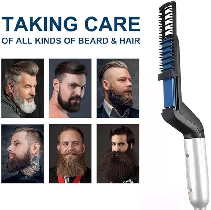 MAKINGTEC Beard Straightener for Men, Hair Straightener Brush, Beard Straightening Comb, Quick Heated Anti Scald Multifunctional Ionic Hair Beard Straightener Comb Styler Tools