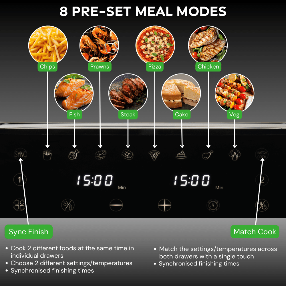 Double Drawer Digital Air Fryer - 8L