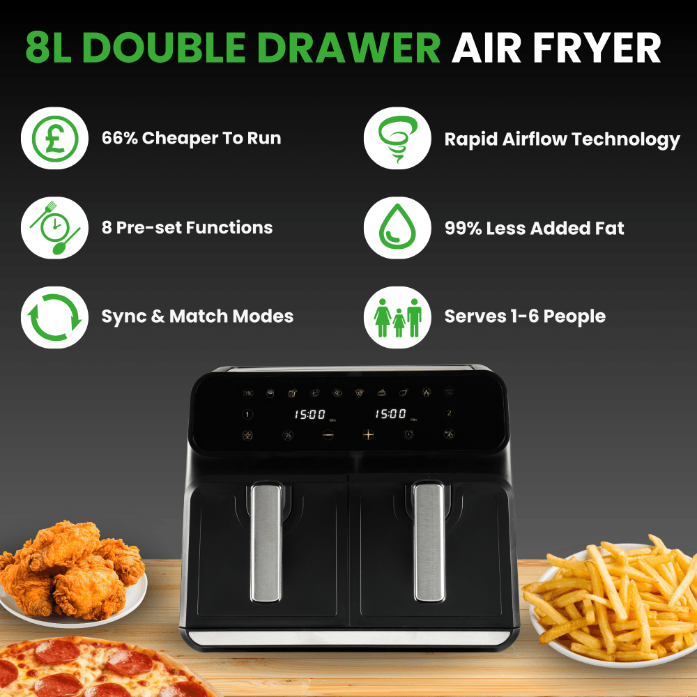Double Drawer Digital Air Fryer - 8L