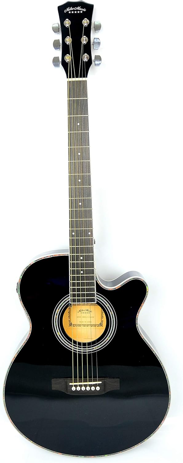 Acoustic Eq Slim Guitar With Bag And Strap 40 Inch Glossy Black