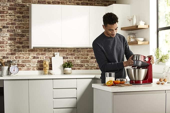 KENWOOD Stand Mixer Kitchen Machine PROSPERO 900W with 4.3L Stainless Steel Bowl, K-Beater, Whisk, Dough Hook, Blender KM241006 Red