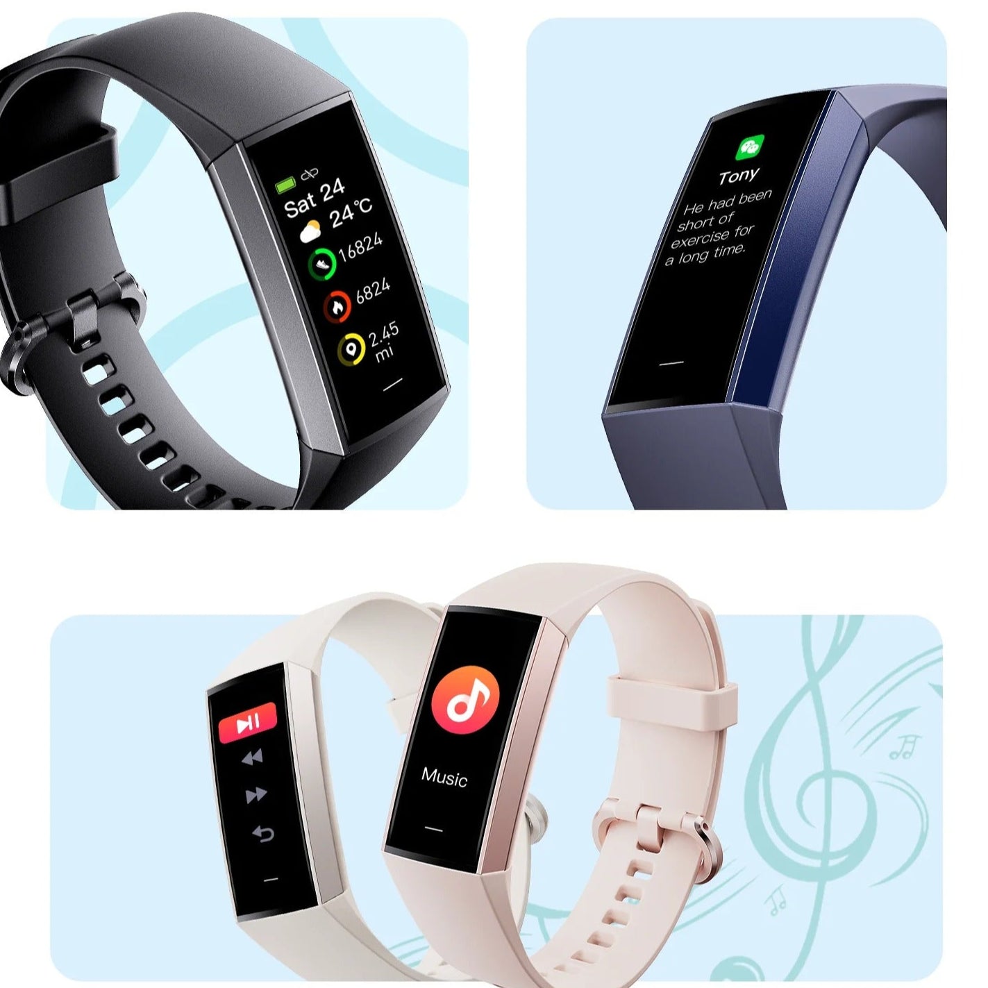 Fitbit Charge 4 Style Waterproof Smart Fitness Tracker With Heart Rate