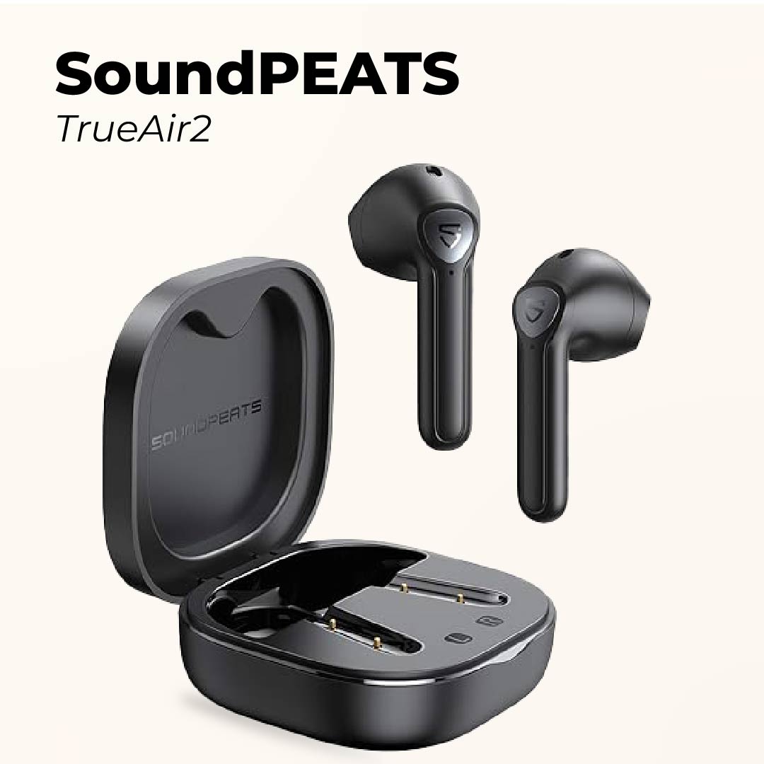 SOUNDPEATS TrueAir2 Wireless Earbuds with Qualcomm QCC3040 Bluetooth V5.2 headphones, 4 Mic and CVC 8.0 Noise Cancellation for clear calls, True Wireless Mirroring, Total 25 Hours,aptX Codec