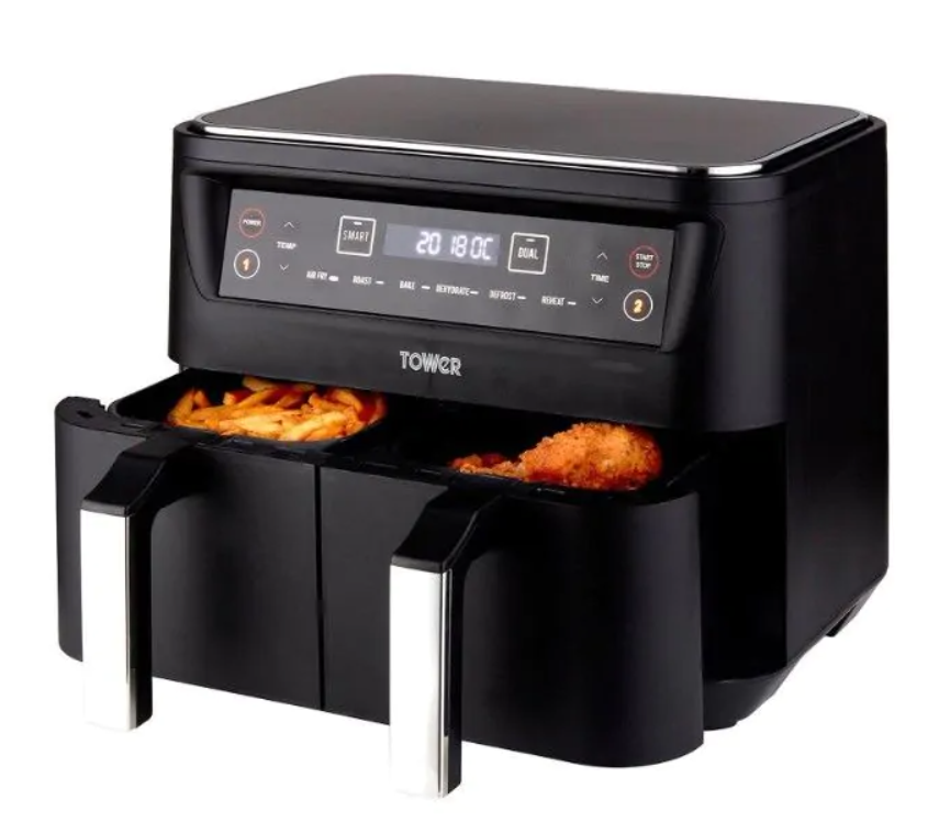 Tower Dual Basket Air Fryer 8L - Black