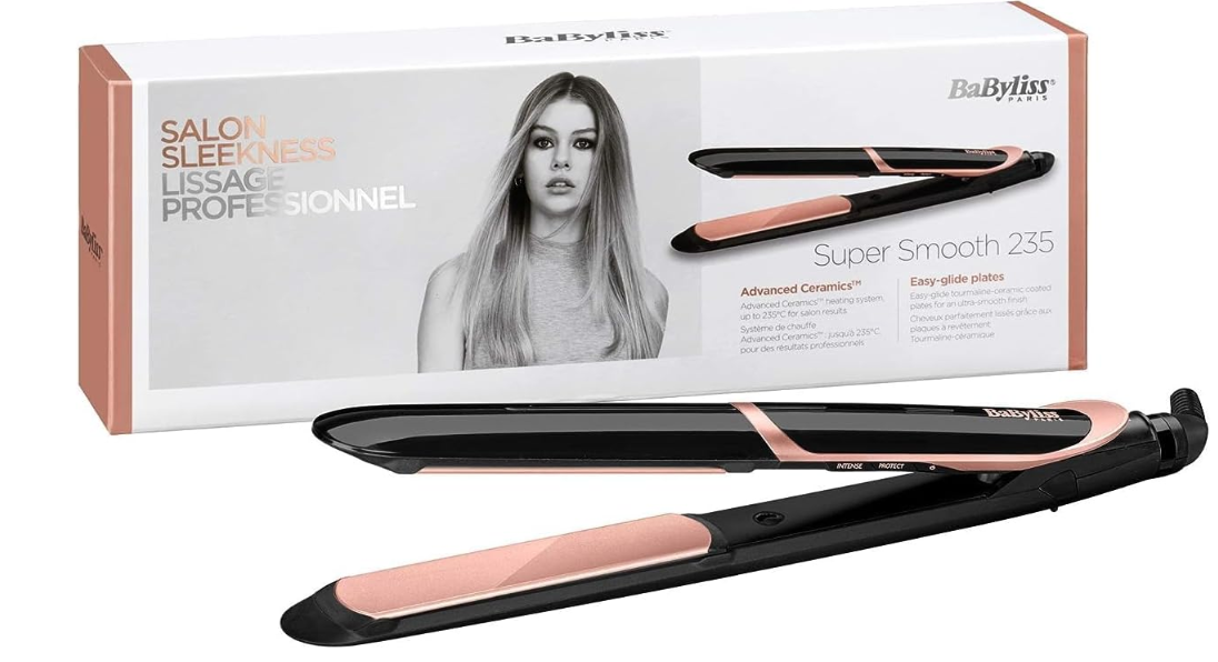 BaByliss Shimmer Hair Straightener, Fast Heat-up With Tourmaline-ceramic Coated Plates, 6 Digital Heat Settings 140°C - 235°C, Ionic Frizz Control & Auto Shut Off, ST391SDE (Black) Visit the BaByliss Store