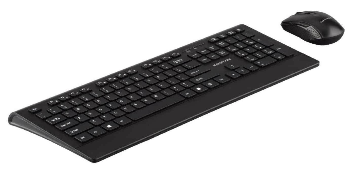 Promate Wireless Keyboard and Mouse, Ergonomic Ultra-Slim 2.4GHz Cordless Combo Keyboard and 5 Button DPI Mouse with Wrist Rest Panel and Auto-Sleep Function, ProCombo-4