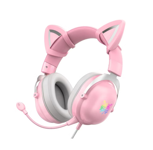 onikuma X11 Cat Ear Wired Stereo Gaming Headset Pink
