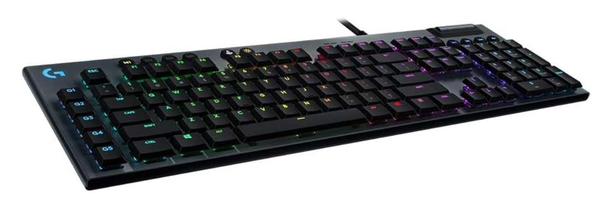 Logitech G815 LIGHTSYNC RGB Mechanical Gaming Keyboard with Low Profile GL Tactile key switch, 5 programmable G-keys, USB Passthrough, dedicated media control - Tactile