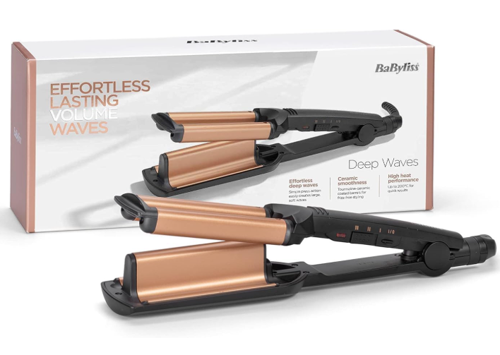 BaByliss Deep Waves Styler, Swivel Cord For Ease Of Use, Floating Plates For Even Heat Distribution, Long-lasting Styling Results & Ceramic Heating Technology, W2447SDE
