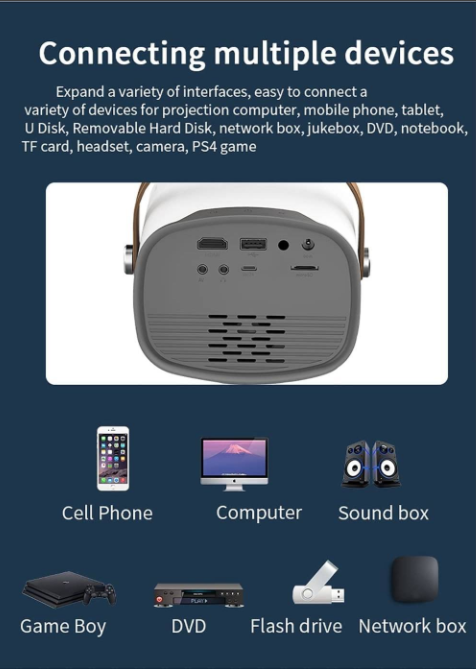 Generic Mini Portable LED Outdoor Projector, High Resolution 1080P, Supports Mobile / HDMI / Micro SD / USB Flash Drive, AV | Egm240