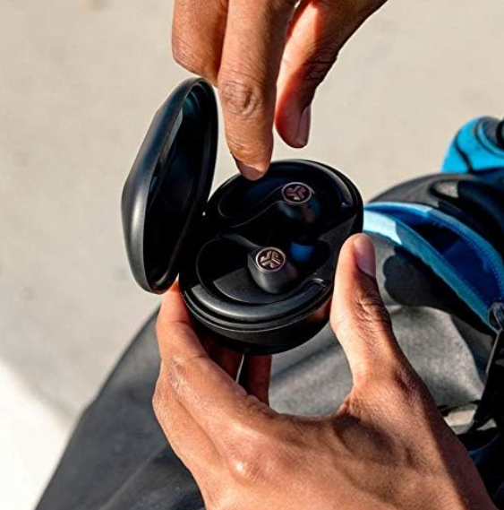 JLab JBuds Air Sport True Wireless Bluetooth Earbuds + Charging Case, Black, IP66 Sweat Resistance, Class 1 Bluetooth 5.0 Connection, 3 EQ Sound Settings JLab Signature, Balanced, Bass Boost