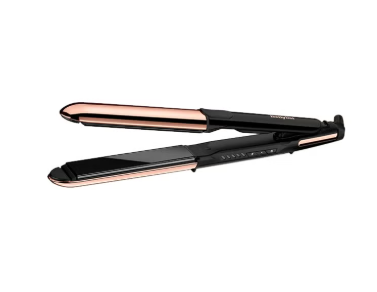 Hair Straightener with True Titanium Plates For Fast Smoothing, 5 Temperature Settings For Versatility With Fast Heat-up Time, Lightweight And Ergonomic Design With Shiny Results, ST482SDE Black/Rose Gold