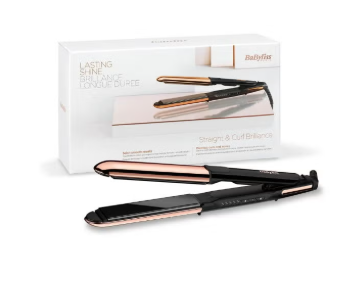 Hair Straightener with True Titanium Plates For Fast Smoothing, 5 Temperature Settings For Versatility With Fast Heat-up Time, Lightweight And Ergonomic Design With Shiny Results, ST482SDE Black/Rose Gold