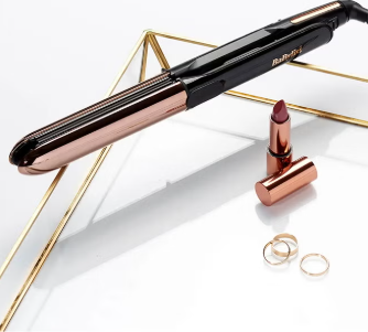 Hair Straightener with True Titanium Plates For Fast Smoothing, 5 Temperature Settings For Versatility With Fast Heat-up Time, Lightweight And Ergonomic Design With Shiny Results, ST482SDE Black/Rose Gold