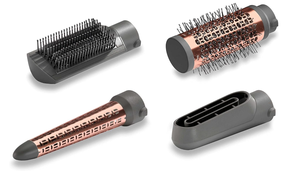 BaByliss 1000 Air Styler | Adjustable 2 Heats + Cool Setting | Ionic Technology For Frizz Free Hair | FREE Conical Curling, Volumizing & Precise Drying Attachment With Heat Pouch | AS136SDE (Grey)