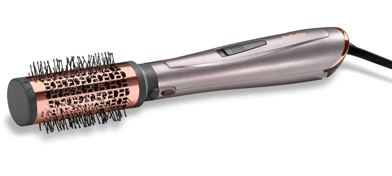BaByliss 1000 Air Styler | Adjustable 2 Heats + Cool Setting | Ionic Technology For Frizz Free Hair | FREE Conical Curling, Volumizing & Precise Drying Attachment With Heat Pouch | AS136SDE (Grey)
