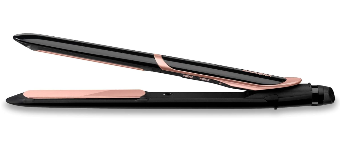 BaByliss Shimmer Hair Straightener, Fast Heat-up With Tourmaline-ceramic Coated Plates, 6 Digital Heat Settings 140°C - 235°C, Ionic Frizz Control & Auto Shut Off, ST391SDE (Black) Visit the BaByliss Store