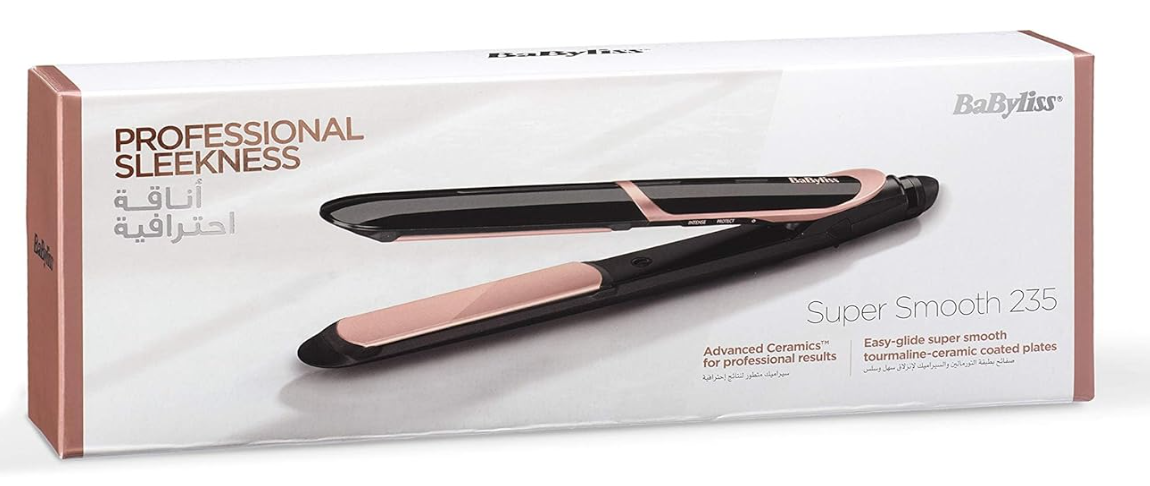 BaByliss Shimmer Hair Straightener, Fast Heat-up With Tourmaline-ceramic Coated Plates, 6 Digital Heat Settings 140°C - 235°C, Ionic Frizz Control & Auto Shut Off, ST391SDE (Black) Visit the BaByliss Store